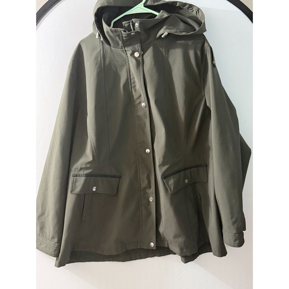 Falls Creek Women’s 3X XXXL Olive Green Hooded Utility Jacket Coat
